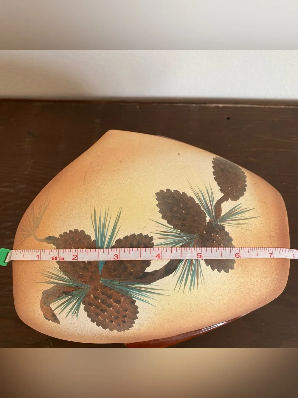 Vintage Pinecone Ceramic Rustic Lodge Cabin Decor Matte Painted Vase Planter 8x6
